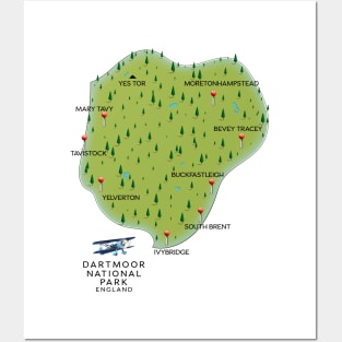 Dartmoor national park England Map Posters and Art